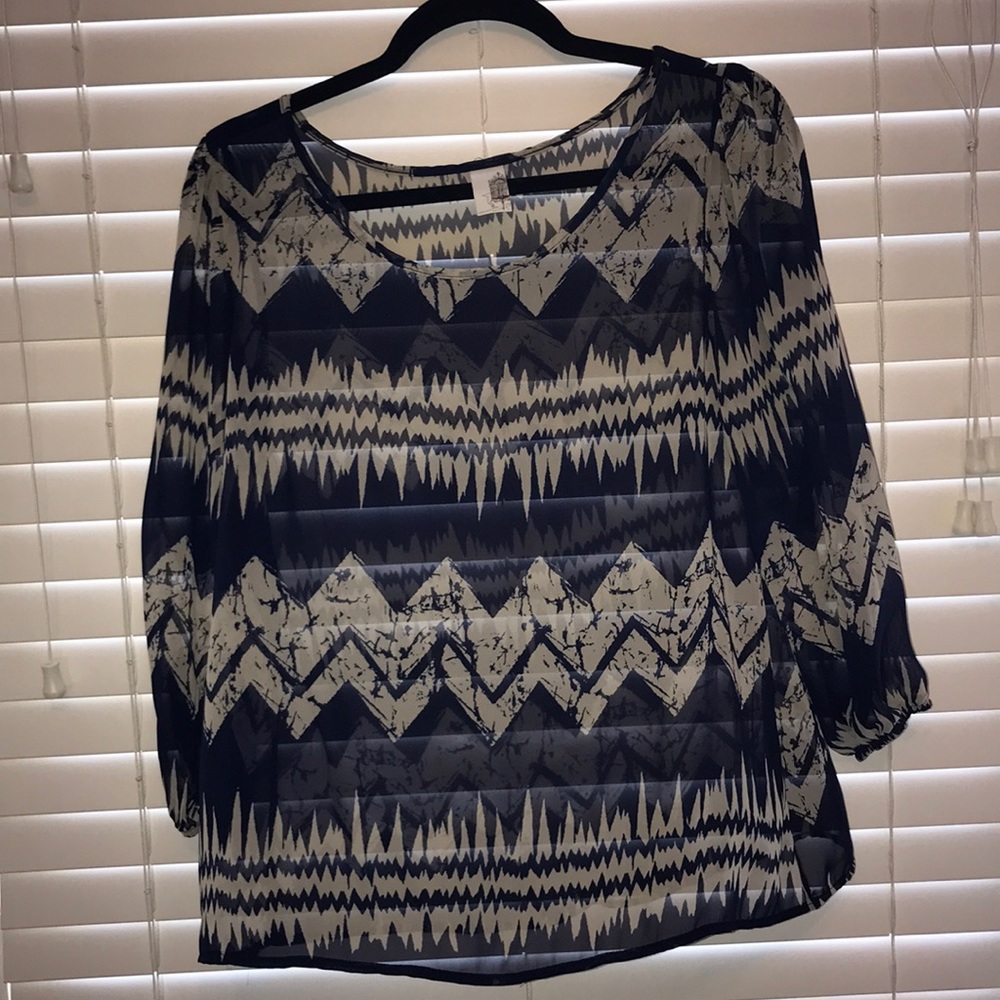 blue and creme sheer top